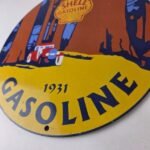 Vintage Shell Gasoline Sign – Redwood Park Gas Oil Pump Plate Porcelain Sign - Image 13