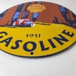 Vintage Shell Gasoline Sign – Redwood Park Gas Oil Pump Plate Porcelain Sign - Image 14