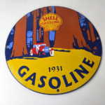 Vintage Shell Gasoline Sign – Redwood Park Gas Oil Pump Plate Porcelain Sign - Image 15