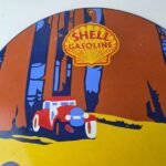 Vintage Shell Gasoline Sign – Redwood Park Gas Oil Pump Plate Porcelain Sign - Image 3