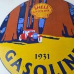 Vintage Shell Gasoline Sign – Redwood Park Gas Oil Pump Plate Porcelain Sign - Image 4