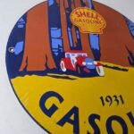 Vintage Shell Gasoline Sign – Redwood Park Gas Oil Pump Plate Porcelain Sign - Image 6