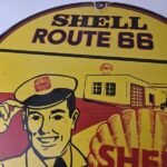 Vintage Shell Gasoline Sign – Route 66 Road Service Station Gas Porcelain Sign - Image 3