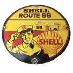 Vintage Shell Gasoline Sign – Route 66 Road Service Station Gas Porcelain Sign