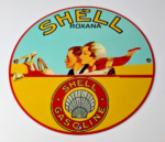 Vintage Shell Gasoline Sign – Roxana Old Automobile Gas Pump Plate Nozzle Sign
