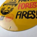 Vintage Shell Gasoline Sign – Smokey Bear Forest Service Gas Porcelain Sign - Image 14