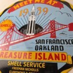 Vintage Shell Gasoline Sign – Treasure Island Gas Pump Station Ad Porcelain Sign - Image 4