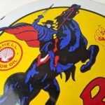 Vintage Shell Gasoline Sign – Zorro Gas Pump Service Automobile Motor Oil Sign - Image 3