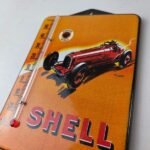 Vintage Shell Motor Oil Porcelain Sign – Gasoline Pump Ad Sign On Thermometer - Image 12