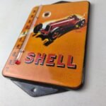Vintage Shell Motor Oil Porcelain Sign – Gasoline Pump Ad Sign On Thermometer - Image 13
