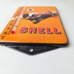 Vintage Shell Motor Oil Porcelain Sign – Gasoline Pump Ad Sign On Thermometer - Image 10