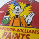 Vintage Sherwin Williams Paint Sign – Porcelain Goofy Hardware Store Gas Sign - Image 4