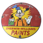 Vintage Sherwin Williams Paint Sign – Porcelain Goofy Hardware Store Gas Sign - Image 2