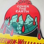 Vintage Sherwin Williams Paints Sign – Large Gas Pump Porcelain Advertising Sign - Image 4