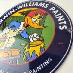 Vintage Sherwin Williams Sign – Paint Brush Painting Gas Oil Pump Porcelain Sign - Image 13