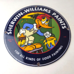 Vintage Sherwin Williams Sign – Paint Brush Painting Gas Oil Pump Porcelain Sign - Image 15