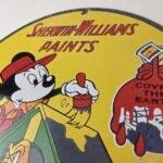 Vintage Sherwin Williams Sign – Paint Brush Painting Gas Pump Porcelain Sign - Image 12