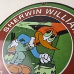 Vintage Sherwin Williams Sign – Paint Brush Painting Porcelain Gas Oil Pump Sign - Image 12