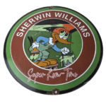 Vintage Sherwin Williams Sign – Paint Brush Painting Porcelain Gas Oil Pump Sign