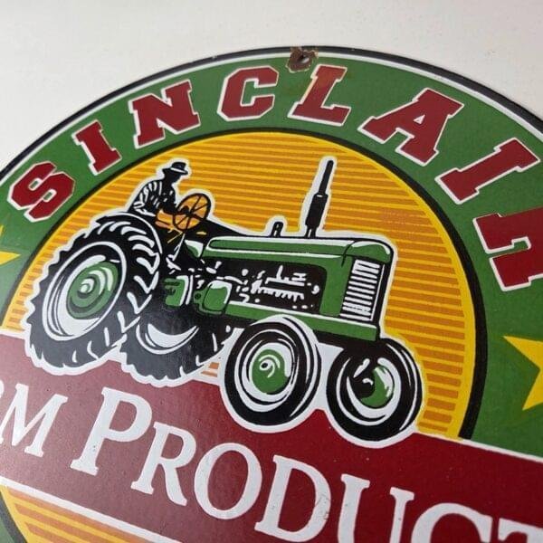 Vintage Sinclair Farm Products Sign – Tractor Barn Gas Pump Porcelain Sign - Image 13