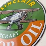 Vintage Sinclair Gasoline Sign – Aircraft Aviation Airplane Gas Porcelain Sign - Image 9