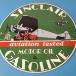 Vintage Sinclair Gasoline Sign – Airplane Porcelain Gas Pump Hangar Sign