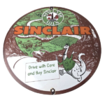 Vintage Sinclair Gasoline Sign – Dino Gas Service Oil Pump Porcelain Sign