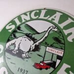 Vintage Sinclair Gasoline Sign – Dino Service Station Oil Pump Porcelain Sign - Image 11
