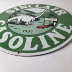 Vintage Sinclair Gasoline Sign – Dino Service Station Oil Pump Porcelain Sign - Image 14