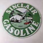 Vintage Sinclair Gasoline Sign – Dino Service Station Oil Pump Porcelain Sign - Image 15