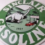 Vintage Sinclair Gasoline Sign – Dino Service Station Oil Pump Porcelain Sign - Image 4