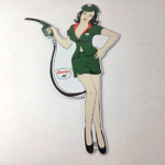 Vintage Sinclair Gasoline Sign – Filling Station Girl Gas Pump Porcelain Sign - Image 15