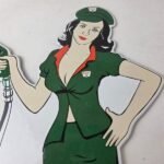 Vintage Sinclair Gasoline Sign – Filling Station Girl Gas Pump Porcelain Sign - Image 3