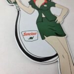 Vintage Sinclair Gasoline Sign – Filling Station Girl Gas Pump Porcelain Sign - Image 6