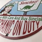 Vintage Sinclair Gasoline Sign – Mechanic on Duty Gas Porcelain Pump Sign - Image 14