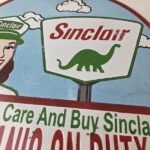Vintage Sinclair Gasoline Sign – Mechanic on Duty Gas Porcelain Pump Sign - Image 4