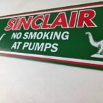 Vintage Sinclair Gasoline Sign – No Smoking Warning Gas Pump Porcelain Sign - Image 14