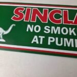 Vintage Sinclair Gasoline Sign – No Smoking Warning Gas Pump Porcelain Sign - Image 3
