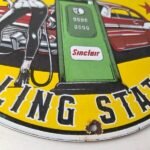 Vintage Sinclair Gasoline Sign – Pump Attendant Gas Oil Station Porcelain Sign - Image 11