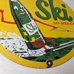 Vintage Ski Beverages Porcelain – Gas Pump Plate Soda Bottles Soda Pop Sign - Image 11
