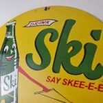 Vintage Ski Beverages Porcelain – Gas Pump Plate Soda Bottles Soda Pop Sign - Image 12