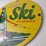 Vintage Ski Beverages Porcelain – Gas Pump Plate Soda Bottles Soda Pop Sign - Image 13