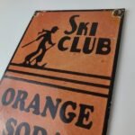 Vintage Ski Club Soda Sign – Orange Soda Beverage Double Cola Pop Gas Pump Sign - Image 8