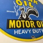 Vintage Skunk Oil Sign – Porcelain Service Station Gas Pump Plate Sign - Image 11
