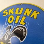 Vintage Skunk Oil Sign – Porcelain Service Station Gas Pump Plate Sign - Image 12