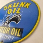 Vintage Skunk Oil Sign – Porcelain Service Station Gas Pump Plate Sign - Image 13