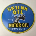 Vintage Skunk Oil Sign – Porcelain Service Station Gas Pump Plate Sign - Image 15