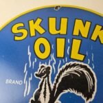 Vintage Skunk Oil Sign – Porcelain Service Station Gas Pump Plate Sign - Image 3