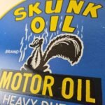 Vintage Skunk Oil Sign – Porcelain Service Station Gas Pump Plate Sign - Image 4