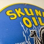 Vintage Skunk Oil Sign – Porcelain Service Station Gas Pump Plate Sign - Image 5